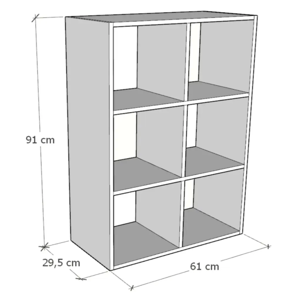Mueble organizador cubos 6 espacios melamina blanco 61x30x90cm