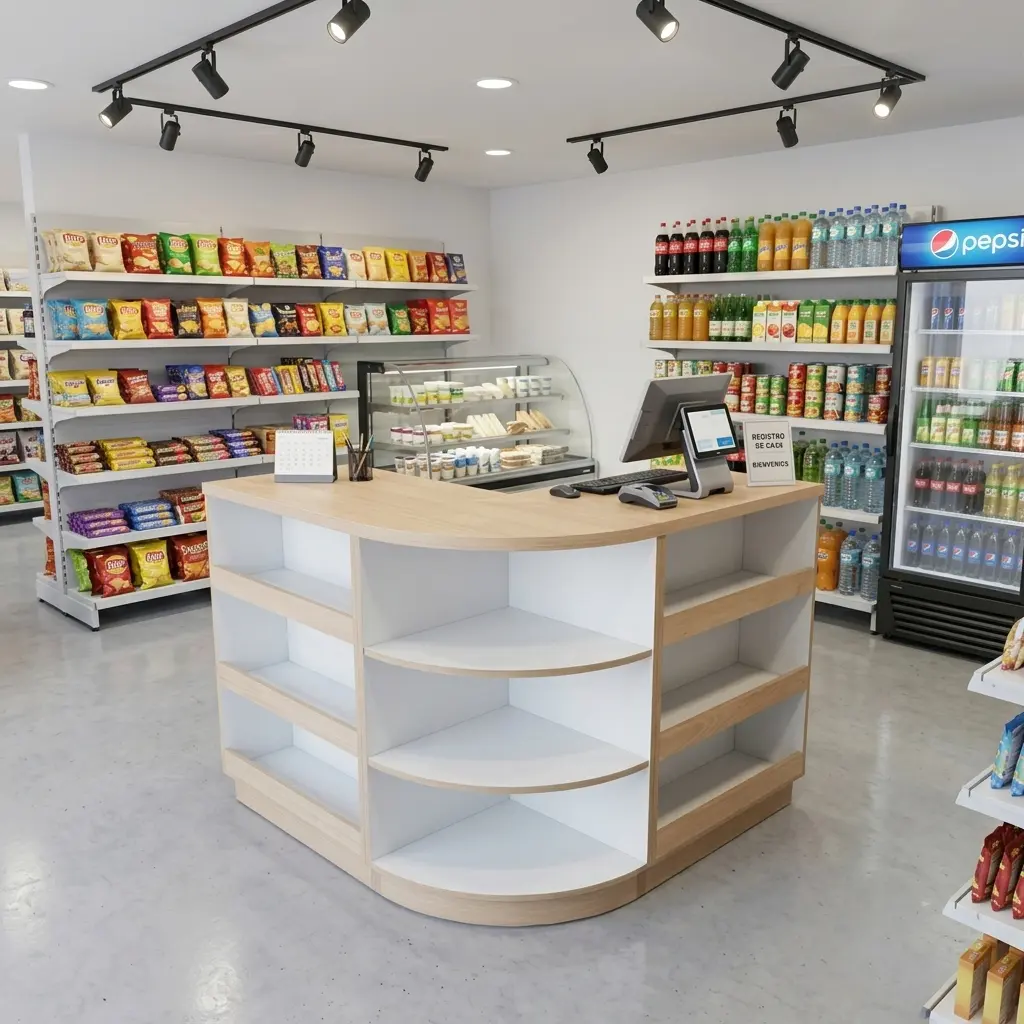 Mobiliario de exhibición y atención para comercio