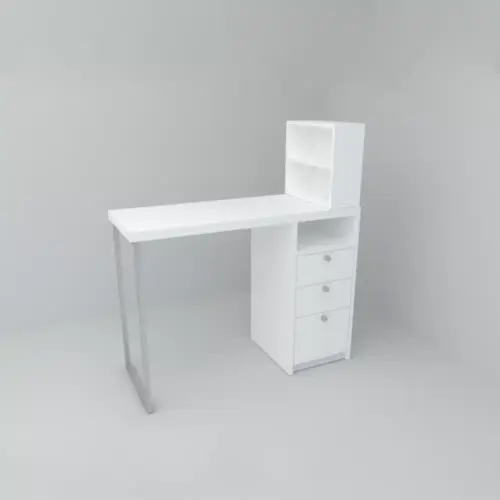 Mesa de manicurista en fondo de estudio