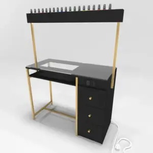 Mesa de manicure MN129 negra con esmaltero y cajonera
